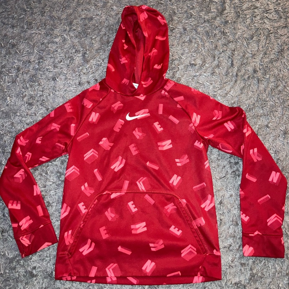 Nike Red Hoodie with Graphic Print check size large youth